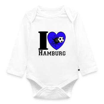 Hamburg , Tradition , Fußball Herz ,Hamburg (25) - Baby Bio-Langarm-Body - Weiß - Vorne