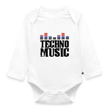 Techno Music - Organic Longsleeve Baby Bodysuit - white - Front