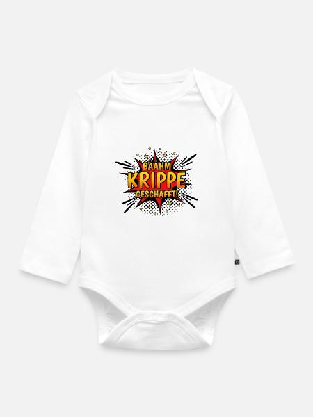 Kinderkrippe Geschafft Krippe Geschafft - Baby Bio-Langarm-Body - Weiß