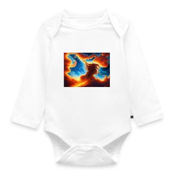 blue red sky with a woman illustration - Organic Longsleeve Baby Bodysuit - white - Front