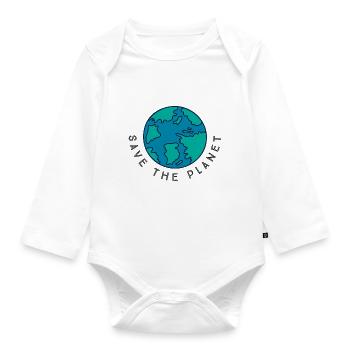 Save the Planet - Baby Bio-Langarm-Body - Weiß - Vorne