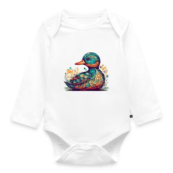 A magnificent duck as a beautiful water bird - Organic Longsleeve Baby Bodysuit - white - Front