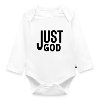 Just God - Organic Longsleeve Baby Bodysuit - white - Front