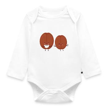 Happy Beans - Baby Bio-Langarm-Body - Weiß - Vorne
