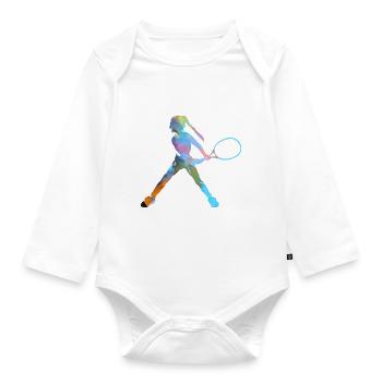 tennis,backhand,tennis player,girl,child - Organic Longsleeve Baby Bodysuit - white - Front