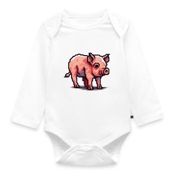 Minimalist beautiful little pig - Organic Longsleeve Baby Bodysuit - white - Front
