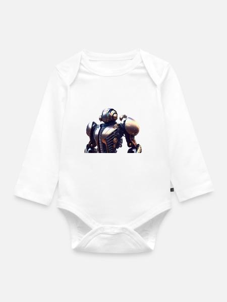 Steampunk Roboter - Baby Bio-Langarm-Body - Weiß