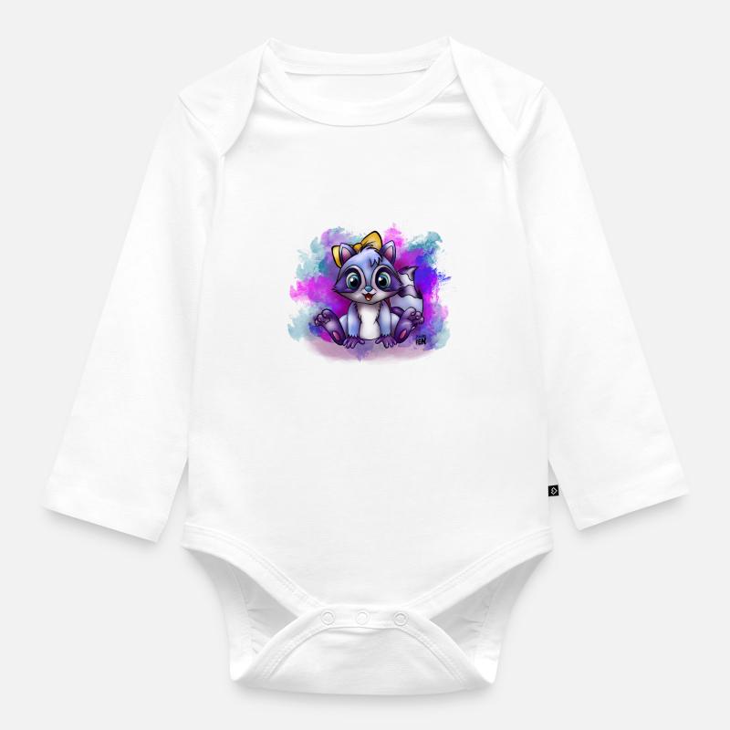 Bébé raton laveur - Body Bébé bio manches longues - blanc