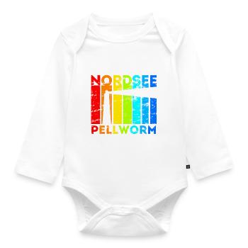 Pellworm Vintage Nordsee Urlaub - Baby Bio-Langarm-Body - Weiß - Vorne