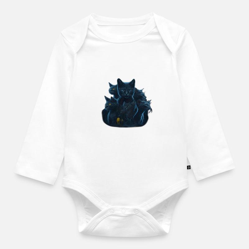 T-shirt Chat - Body Bébé bio manches longues - blanc