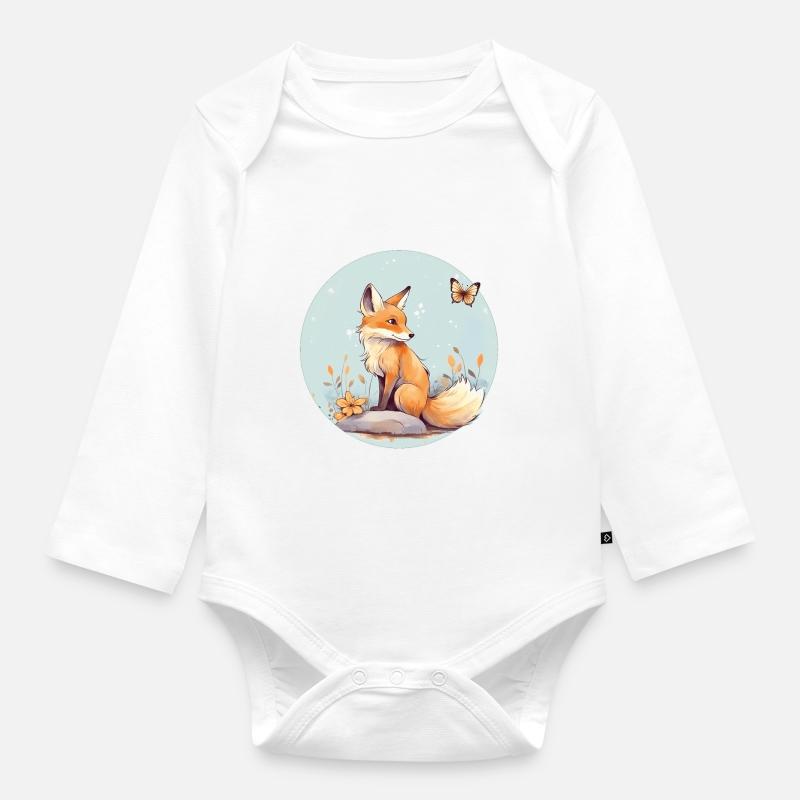 Renard mignon - Body Bébé bio manches longues - blanc