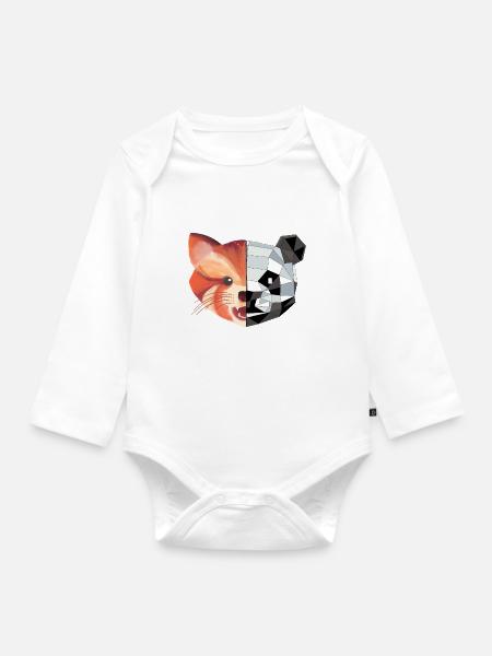 Panda 2 in 1 - Baby Bio-Langarm-Body - Weiß