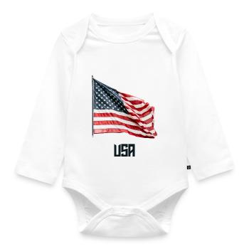 American flag - Organic Longsleeve Baby Bodysuit - white - Front