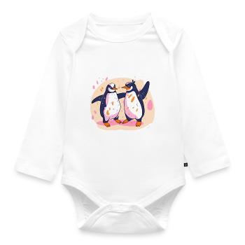 La danse des pingouins n 2 - Body Bébé bio manches longues - blanc - Devant