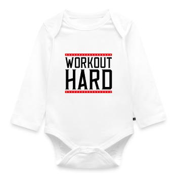 Workout Hard 2 - Organic Longsleeve Baby Bodysuit - white - Front