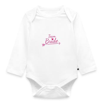 Team Bride Pink Heart - Baby Bio-Langarm-Body - Weiß - Vorne
