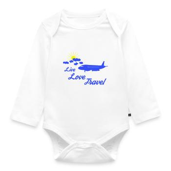 live love travel - Baby Bio-Langarm-Body - Weiß - Vorne