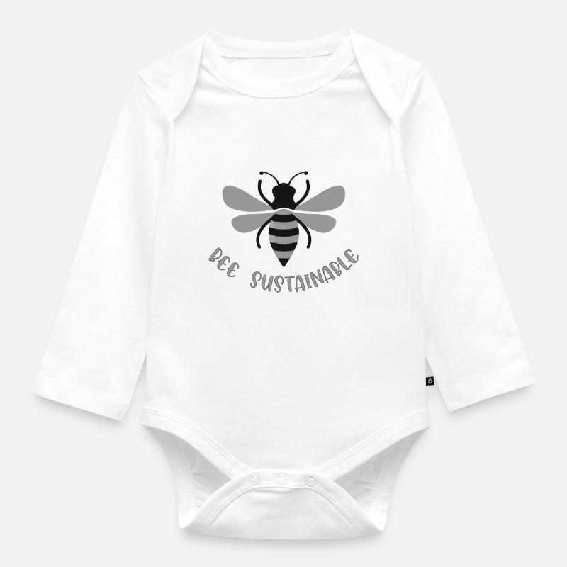 Abeille durable - Body Bébé bio manches longues - blanc
