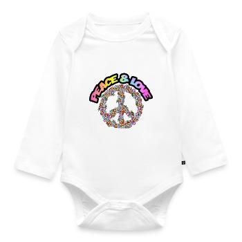 PEACE AND LOVE - Body Bébé bio manches longues - blanc - Devant