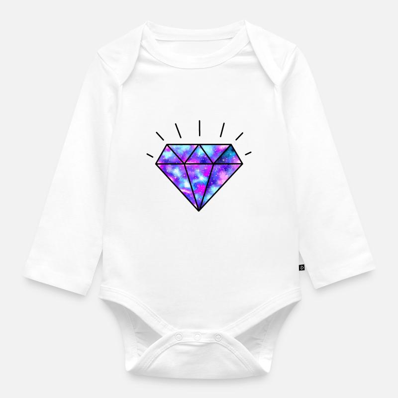 GALAXIE-DIAMANT - Baby Bio-Langarm-Body - Weiß