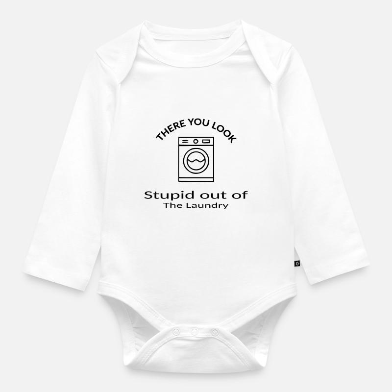 Da guckst du dumm aus der Wäsche - Denglisch - Baby Bio-Langarm-Body - Weiß