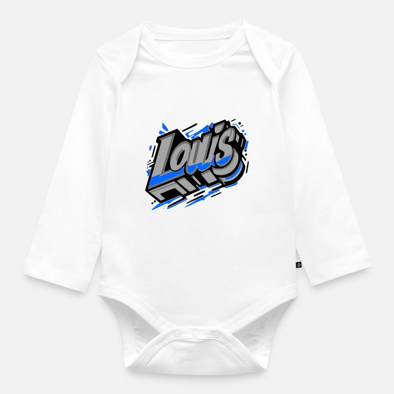 Louis Nom Prénom Garçon Graffiti - Body Bébé bio manches longues - blanc