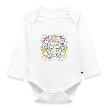 Dia de Los Muertos Sugar Skull Halloween - Baby Bio-Langarm-Body - Weiß - Vorne