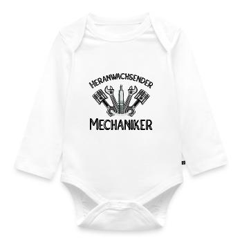 Heranwachsender Mechaniker Nachwuchs Schrauber - Baby Bio-Langarm-Body - Weiß - Vorne