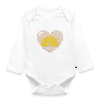 Yoga Lotus Flower - Organic Longsleeve Baby Bodysuit - white - Front