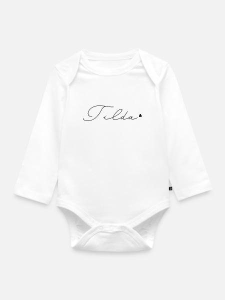 Name Tilda - Baby Bio-Langarm-Body - Weiß