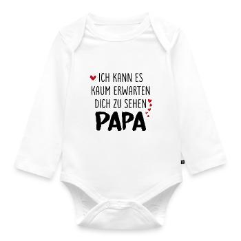 Ich Kann Es Kaum Erwarten Dich Zu Sehen Papa - Baby Bio-Langarm-Body - Weiß - Vorne