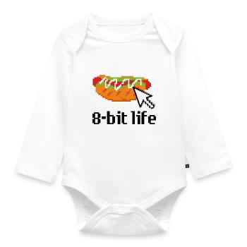 Hotdog Sandwich 8bit Retro - Baby Bio-Langarm-Body - Weiß - Vorne