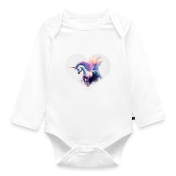 Coeur de licorne - Body Bébé bio manches longues - blanc - Devant