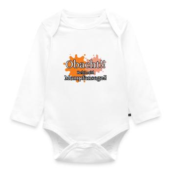 Obacht! lustige Babykleidung mit Warnhinweis - Baby Bio-Langarm-Body - Weiß - Vorne