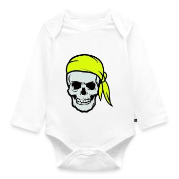 Crâne Pirate Ahoy - Body Bébé bio manches longues - blanc - Devant