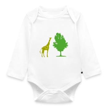 Giraffe tree - Organic Longsleeve Baby Bodysuit - white - Front