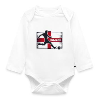 England Fußball - Englischer Fußballspieler - Baby Bio-Langarm-Body - Weiß - Vorne