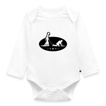 Wedding Newlyweds Leash - Organic Longsleeve Baby Bodysuit - white - Front