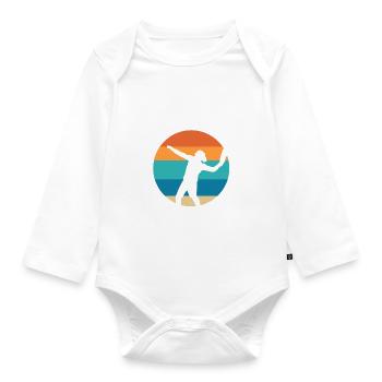 Fast Catch Bumerangwerfer - Baby Bio-Langarm-Body - Weiß - Vorne