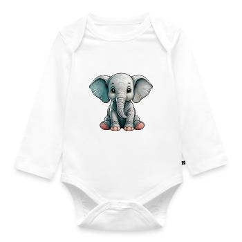 Petit Eléphant - Body Bébé bio manches longues - blanc - Devant