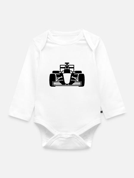 F1-Rennwagen - Baby Bio-Langarm-Body - Weiß