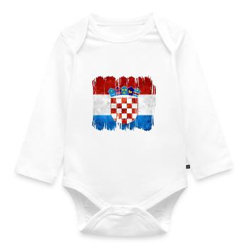 Kroatien hrvatska kroatien hrv hr zagreb geteilte Flagge - Baby Bio-Langarm-Body - Weiß - Vorne