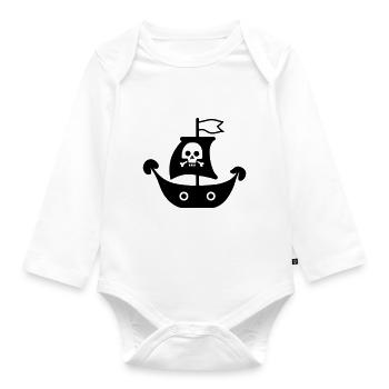 pirate ship - Organic Longsleeve Baby Bodysuit - white - Front