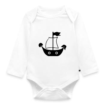 Pirate ship - Organic Longsleeve Baby Bodysuit - white - Front