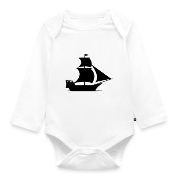 Pirate ship - Organic Longsleeve Baby Bodysuit - white - Front