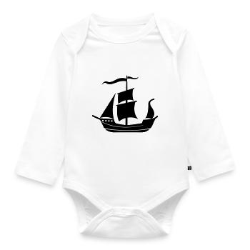 pirate ship - Organic Longsleeve Baby Bodysuit - white - Front