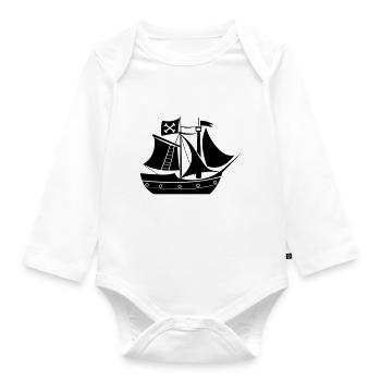 Pirate ship - Organic Longsleeve Baby Bodysuit - white - Front