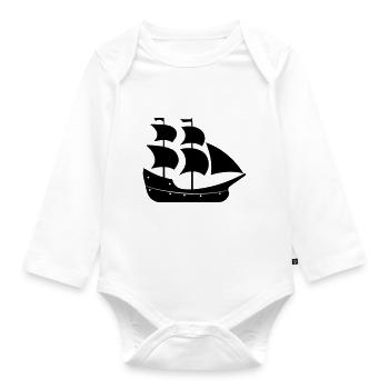 Pirate ship - Organic Longsleeve Baby Bodysuit - white - Front