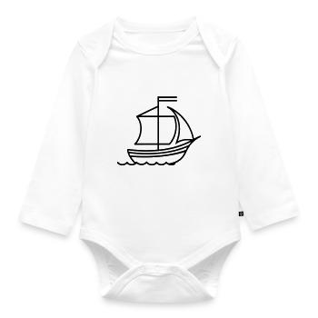 Pirate ship - Organic Longsleeve Baby Bodysuit - white - Front
