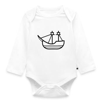Pirate ship - Organic Longsleeve Baby Bodysuit - white - Front